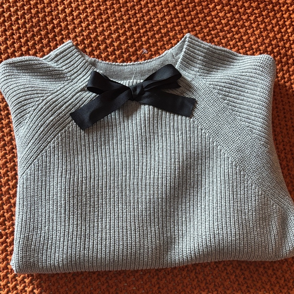 J. Crew Gray Sweater with Black Bow